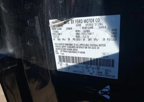 2006 Ford F-150 Lariat/Xl/Xlt из США, поврежденный, VIN 1FTRX125X6KC11656